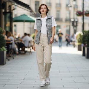 Weekends by Chico's, Gray Knit Vest with black Accents